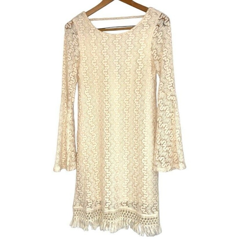 Ivory Lace Overlay Cocktail Dress Medium Design Lab Lord & Taylor Coquette